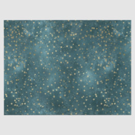 グリーンブルーナイトスカイティール（緑がかった色）金ゴールド星模様 薄葉紙