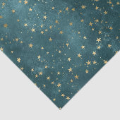 グリーンブルーナイトスカイティール（緑がかった色）金ゴールド星模様 薄葉紙 (詳細)