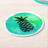 グリーンブルーパイナップル ラウンドペーパーコースター (アングル)