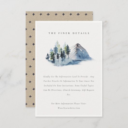 グリーンブルーパインウッズマウンテン結婚ズ詳細 エンクロージャーカード (正面/裏面)