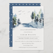 グリーンブルーパインフォレストバーズベビーシャワー招待状 サンキューカード (正面/裏面)