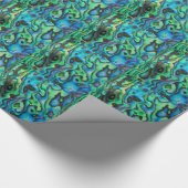 グリーンブルーパウアアワビの殻 ラッピングペーパー (角)