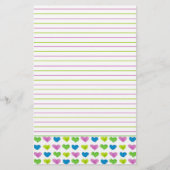 グリーンブルーパステルウォーターカラーハートライン 便箋 (正面)