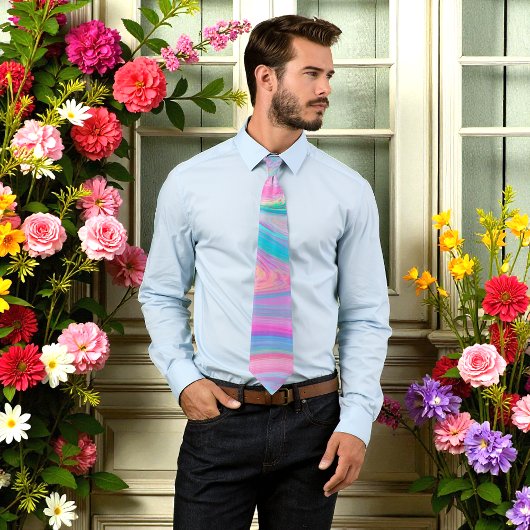 グリーンブルーパステルスワールパターン ネクタイ