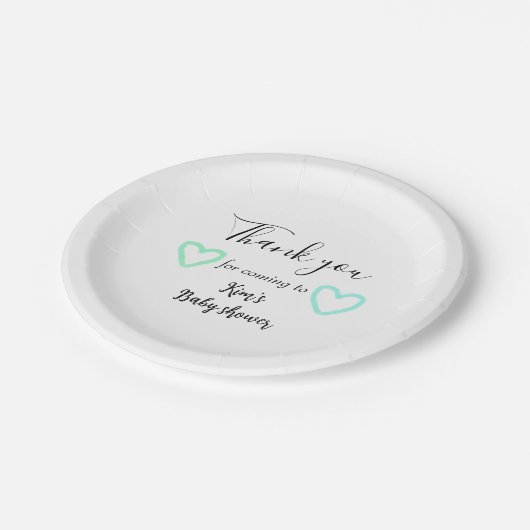 グリーンブルーパステルベビーシャワー編ミニマル成可 ペーパープレート (アングル)