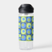 グリーンブルーパーソナライズされたドットスクエアテーマ ウォーターボトル (背面)