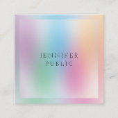 グリーンブルーパープルピンクイエローモダンプロフェッショナル スクエア名刺 (正面)