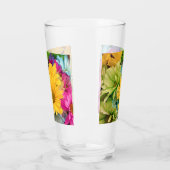 グリーンブルーピンクイエローデイジー タンブラーグラス (左)