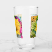 グリーンブルーピンクイエローデイジー タンブラーグラス (右)