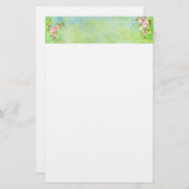 グリーンブルーピンクローズ結婚フローラのヘッダー 便箋 (正面/裏面)