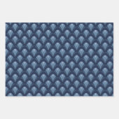 グリーンブルーピンク灰色アールデコ模様 ラッピングペーパーシート (正面3)