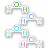 グリーンブルーピンクH2O水分子 シール (正面)