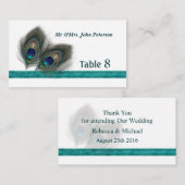 グリーンブルーピーコックフェザー座席表 プレイスカード (正面/裏面)