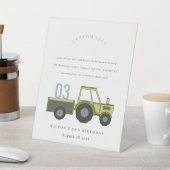 グリーンブルーファームトラクター子供の誕生日カスタムパーティー 台座サイン (インサイチュ)