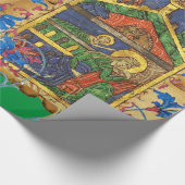 グリーンブルーフローラ出生クリスマスパメント ラッピングペーパー (角)