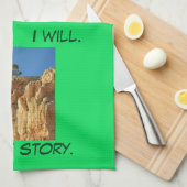 グリーンブルーブラウンレッドツリーハート キッチンタオル (四つ折り)