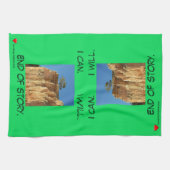 グリーンブルーブラウンレッドツリーハート キッチンタオル (横)