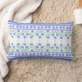 グリーンブルーペリウィンクル縁どのフローラ ランバークッション (ブランケット)
