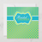 グリーンブルーホワイト水玉模様ストライプシャワー招待状 招待状 (正面)