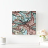 グリーンブルーマウーブホワイト金ゴールド壁時計の渦巻き スクエア壁時計 (ホーム)