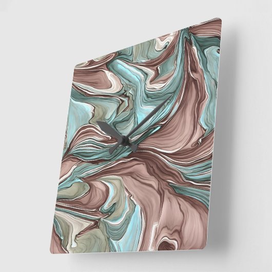 グリーンブルーマウーブホワイト金ゴールド壁時計の渦巻き スクエア壁時計 (傾斜)