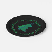 グリーンブルーモダンクリスマスツリーブラック ペーパープレート (アングル)