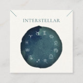 グリーンブルーユニバースウォーターカラーネックレスディスプレイ スクエア名刺 (正面)