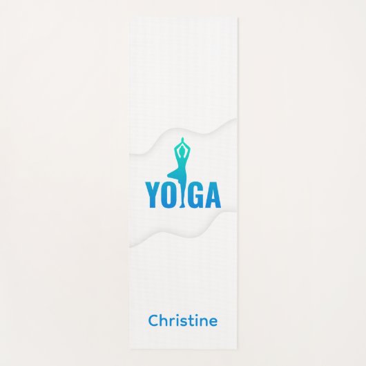 グリーンブルーヨガポーズと名前をカスタムする ヨガマット (正面)