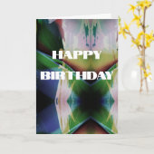 グリーンブルーラスト金ゴールドピンクホワイト抽象芸術誕生日 カード (黄色い花)