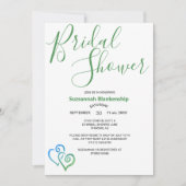 グリーンブルーリンクハートブライダルシャワーテンプレート 招待状 (正面)