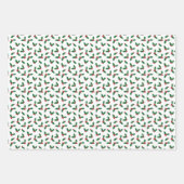 グリーンブルーレッドかわいい居心地の良いクリスマスパターン ラッピングペーパーシート (正面2)