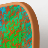 グリーンブルーレッドブラウン模様ピックボールパドル ピックルボールラケット (左詳細)