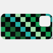 グリーンブルー市松模様にジンガムパターン Case-Mate iPhoneケース (裏面 (横))