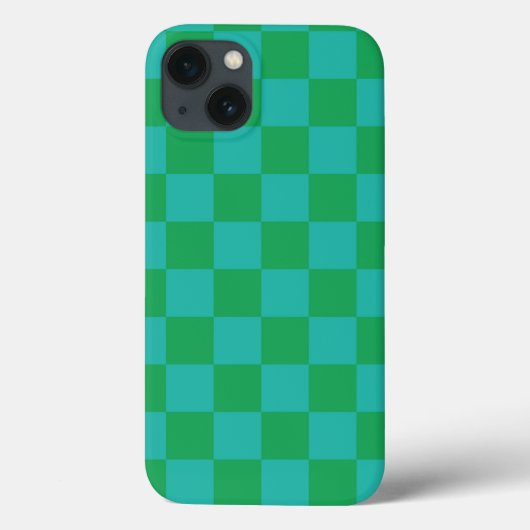 グリーンブルー市松模様にジンガムパターン Case-Mate iPhoneケース (裏面)
