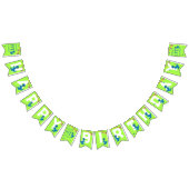 グリーンブルー恐竜をテーマにした子供の誕生日パーティー バンティングフラッグ (全)