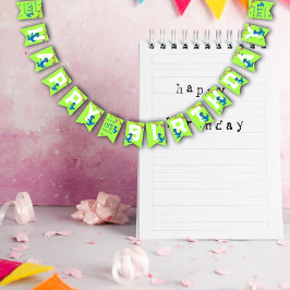 グリーンブルー恐竜をテーマにした子供の誕生日パーティー バンティングフラッグ