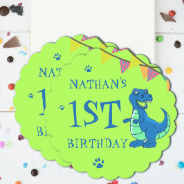 グリーンブルー恐竜をテーマにした子供の誕生日パーティー ペーパーコースター