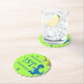 グリーンブルー恐竜をテーマにした子供の誕生日パーティー ペーパーコースター (インサイチュ)