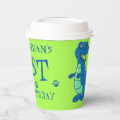 グリーンブルー恐竜をテーマにした子供の誕生日パーティー 紙コップ (左)