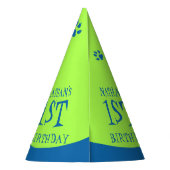 グリーンブルー恐竜をテーマにした子供の誕生日 パーティーハット (裏面)