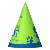 グリーンブルー恐竜をテーマにした子供の誕生日 パーティーハット (左)