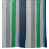 グリーンブルー抽象芸術ストライプ シャワーカーテン (正面)