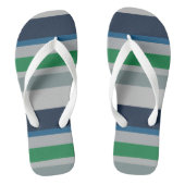 グリーンブルー抽象芸術ストライプ ビーチサンダル (フットベッド)