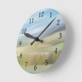 グリーンブルー抽象芸術横475 ラウンド壁時計 (傾斜)