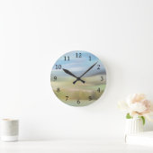 グリーンブルー抽象芸術横475 ラウンド壁時計 (ホーム)