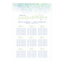 グリーンブルー抽象芸術結婚水彩表プラン
