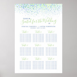 グリーンブルー抽象芸術結婚水彩表プラン ポスター