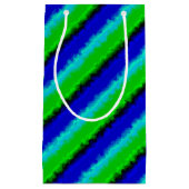 グリーンブルー抽象芸術3Dレインボーパターン スモールペーパーバッグ (正面)