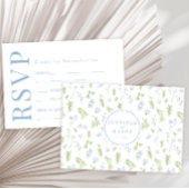 グリーンブルー春花園ウェディングRSVPカード 出欠カード