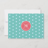 グリーンブルー水玉模様フラットサンキューカード サンキューカード (正面)